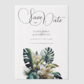 Orchid Dschungelwald Tropenwald rett Datum Pergament Einladungen (Vorderseite)