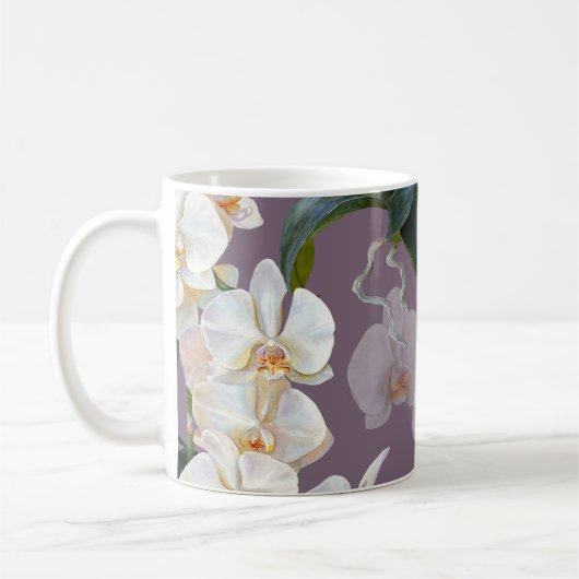 Orchid dunkle Lavendel Wasserfarbe. Kaffeetasse (Links)