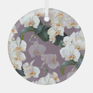 Orchid dunkle Lavendel Wasserfarbe. Ornament Aus Glas