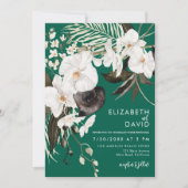 Orchid Elegant Emerald Floral Wedding Einladung (Vorderseite)