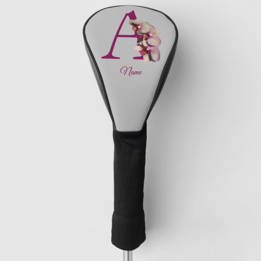 Orchid Elegant Monogram Initial A Your Name Golf Headcover (Vorderseite)
