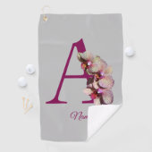 Orchid Elegant Monogram Initial A Your Name Golfhandtuch (Insitu)