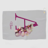 Orchid Elegant Monogram Initial A Your Name Golfhandtuch (Horizontal)