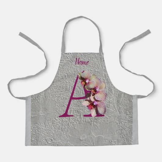 Orchid Elegant Monogram Initial A Your Name Schürz Schürze (Vorderseite)