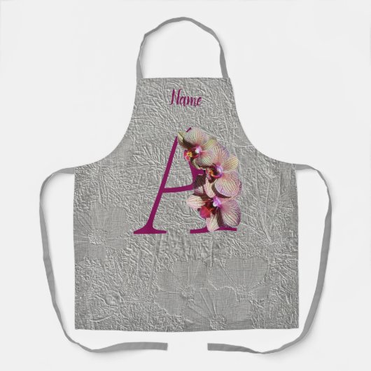 Orchid Elegant Monogram Initial A Your Name Schürze (Vorderseite)
