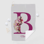 Orchid Elegant Monogram Initial B Golfhandtuch (Insitu)