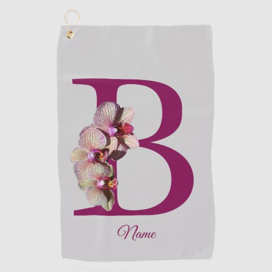 Orchid Elegant Monogram Initial B Golfhandtuch (Vorderseite)