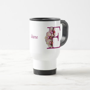 Orchid Elegant Monogramm Anfangsname  Reisebecher