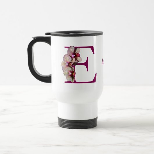 Orchid Elegant Monogramm Anfangsname Reisebecher (Links)