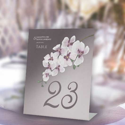 Orchid Elegant Wedding Table Number Card Sockelschild