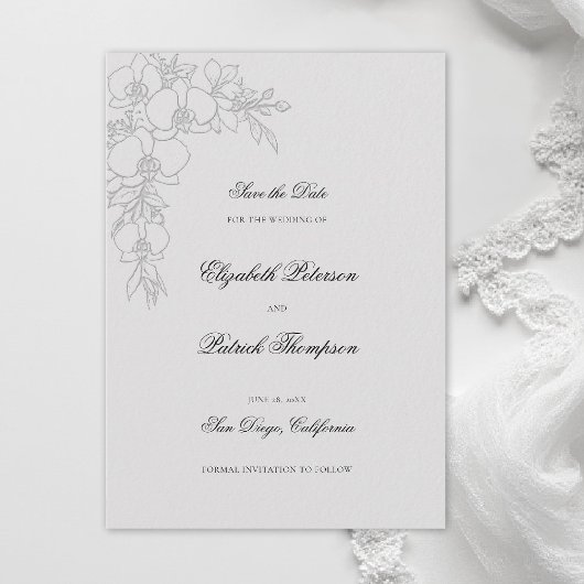 Orchid Elevated Ivory Formal Traditional Wedding Save The Date