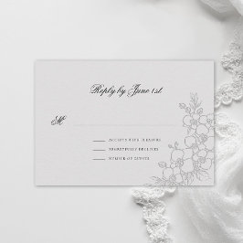 Orchid Elevated Ivory Traditional Formal Wedding RSVP Karte