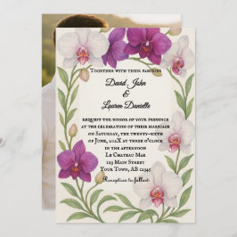 Orchid Embrace Photo Wedding Invitation Einladung