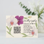 Orchid Embrase QR Code RSVP Karte (Stehend Vorderseite)