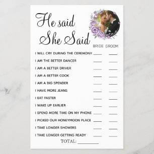 Orchid Er sagte, sie sagte Duschspielkarte Flyer