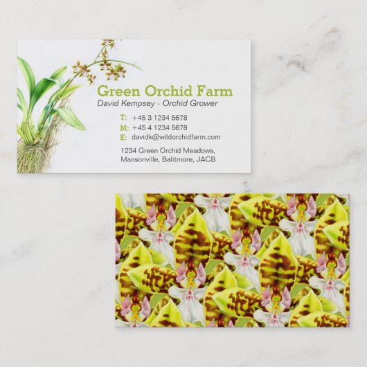 Orchid farmer / flower grower art business cards visitenkarte (Vorne/Hinten)