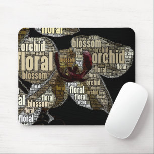 Orchid Floral Blossom Schwarzes Hinterwort Cloud Mousepad