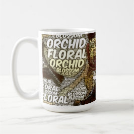 Orchid Floral Blossom Typografie über Marsala Tasse