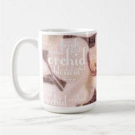 Orchid Floral Blossom Typografie Word Cloud Tasse