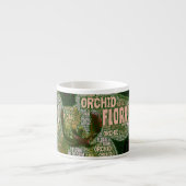 Orchid floral Blossom über Burgund Word Cloud Espressotasse (Vorderseite)