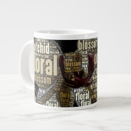Orchid floral Blossom über schwarze Word Cloud Jumbo-Tasse