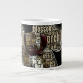 Orchid floral Blossom über schwarze Word Cloud Jumbo-Tasse (Vorderseite)