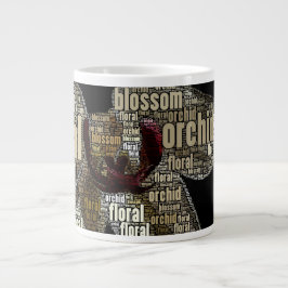 Orchid floral Blossom über schwarze Word Cloud Jumbo-Tasse