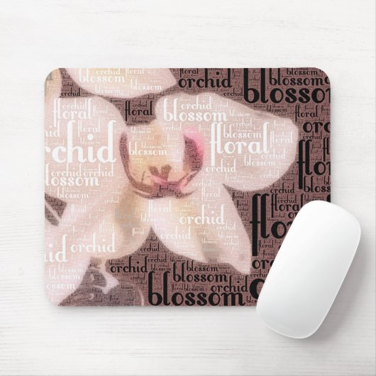 Orchid Floral Blossom Word Cloud Mousepad (Mit Mouse)