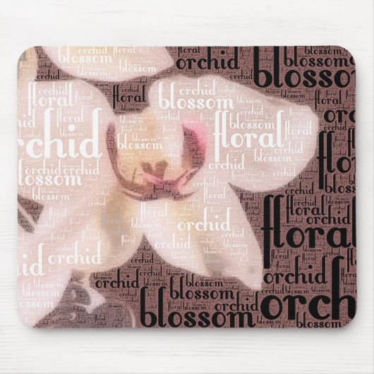Orchid Floral Blossom Word Cloud Mousepad (Vorne)