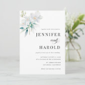 Orchid Floral Minimal Plain All in One Wedding Einladung (Stehend Vorderseite)