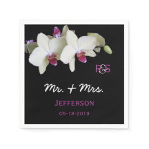 Orchid Floral Wedding Paper Napkins