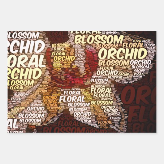 Orchid floral Word Cloud Decoupage Geschenkpapier Set (Vorderseite 3)