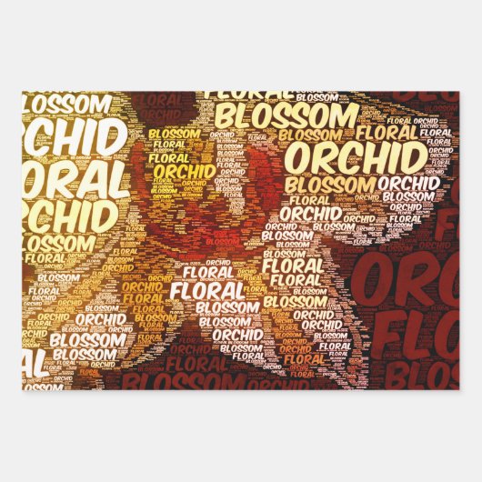 Orchid floral Word Cloud Decoupage Geschenkpapier Set (Vorderseite 2)