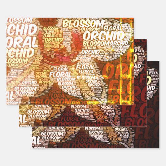Orchid floral Word Cloud Decoupage Geschenkpapier Set (Set)