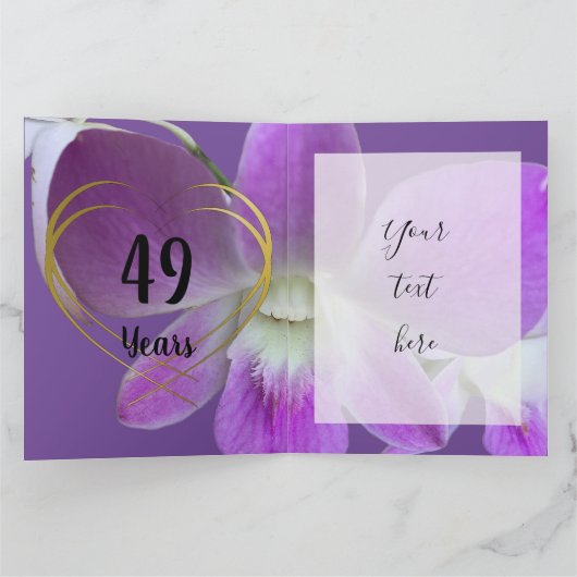 Orchid Flower 49th Wedding Anniversary Card Karte (Innenseite)