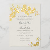 Orchid Formal Classic Heirloom Ecru Art Wedding Folieneinladung (Vorderseite)