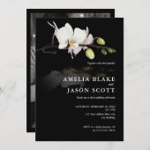 Orchid Foto auf Schwarze Hochzeit Einladung (Vorne/Hinten)