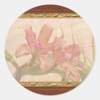 Orchid - geflicktes Rosa Runder Aufkleber