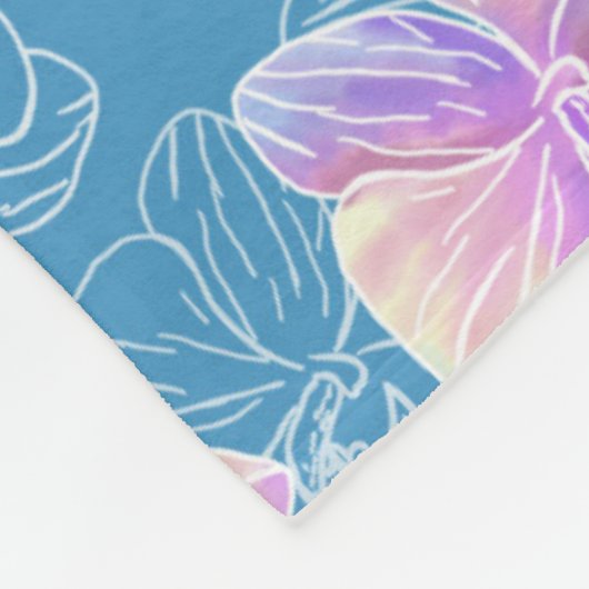 Orchid gemalt Aquarell Fleecedecke (Ecke)