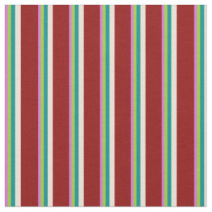 Orchid, Green, Dark Cyan, Bisque & Dark Red Lines Stoff