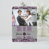 Orchid Grey Chinese Brocade Save the Date (Stehend Vorderseite)