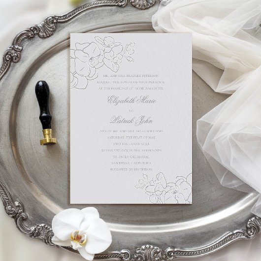 Orchid Heirloom Imitats Silver Formal Classic Wedd Einladung