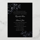 Orchid Heirloom Schwarz-weiß formale klassische Ho Folieneinladung (Vorderseite)