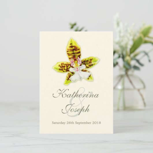 Orchid Hochzeit Blume Einladung (Stehend Vorderseite)