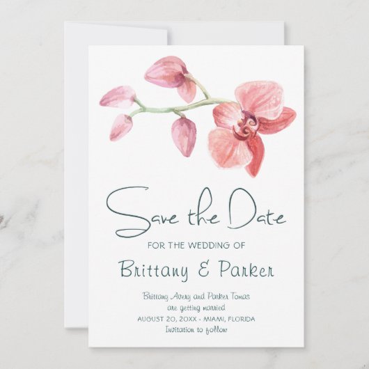 Orchid-Hochzeit Save The Date (Vorderseite)