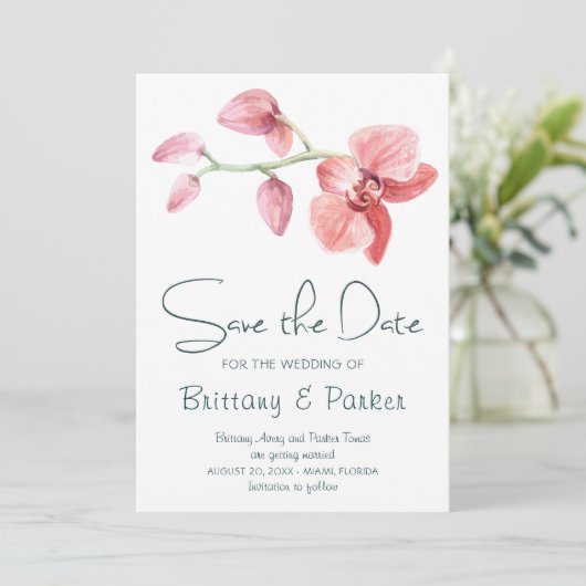 Orchid-Hochzeit Save The Date (Stehend Vorderseite)