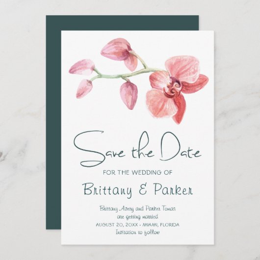 Orchid-Hochzeit Save The Date (Vorne/Hinten)