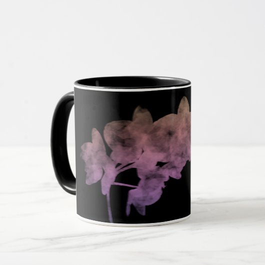 Orchid I-Abenaki-Schatten auf dunklem Hintergrund Tasse (Vorderseite Links)