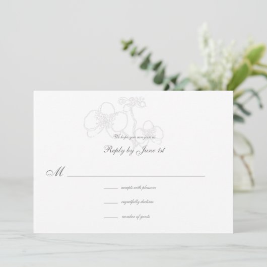 Orchid-Imitate mit Embossed Calligraphy Wedding Re (Stehend Vorderseite)