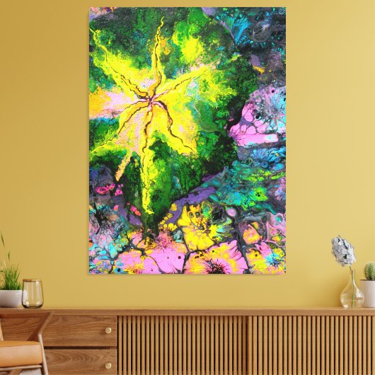 "Orchid in Blooms #1", abstract, psychedelic Leinwanddruck (Insitu (Wohnzimmer))